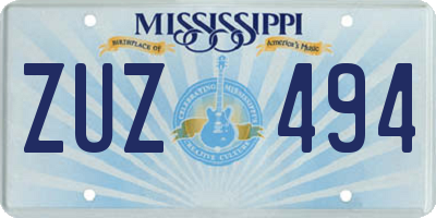 MS license plate ZUZ494