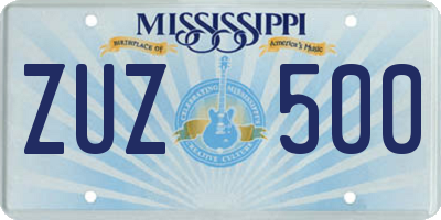 MS license plate ZUZ500