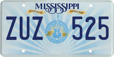MS license plate ZUZ525