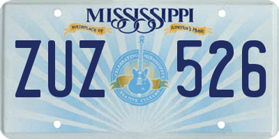 MS license plate ZUZ526
