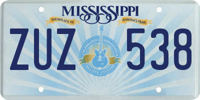 MS license plate ZUZ538