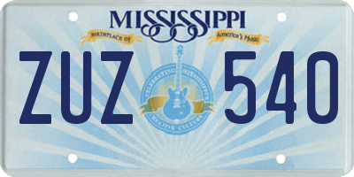 MS license plate ZUZ540