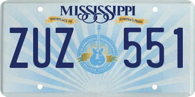 MS license plate ZUZ551