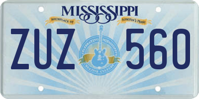 MS license plate ZUZ560