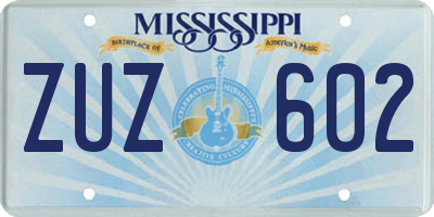 MS license plate ZUZ602