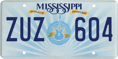 MS license plate ZUZ604