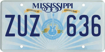 MS license plate ZUZ636