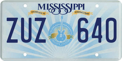 MS license plate ZUZ640