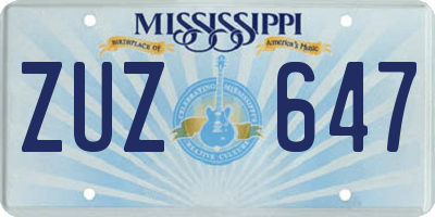 MS license plate ZUZ647