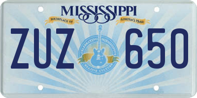 MS license plate ZUZ650