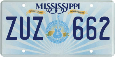 MS license plate ZUZ662