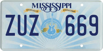 MS license plate ZUZ669