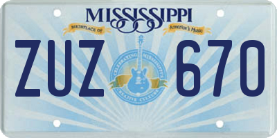MS license plate ZUZ670