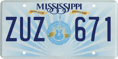 MS license plate ZUZ671