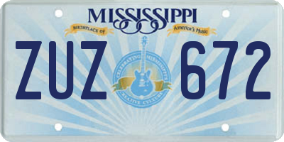 MS license plate ZUZ672