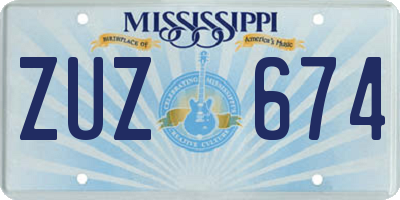MS license plate ZUZ674