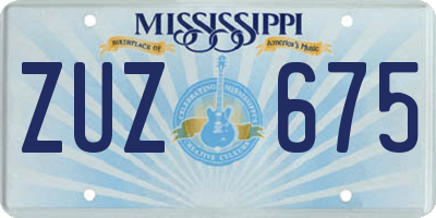 MS license plate ZUZ675