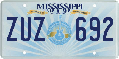 MS license plate ZUZ692