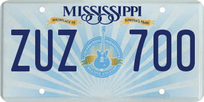 MS license plate ZUZ700