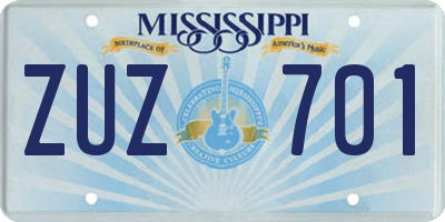 MS license plate ZUZ701