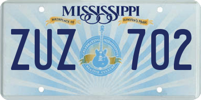 MS license plate ZUZ702
