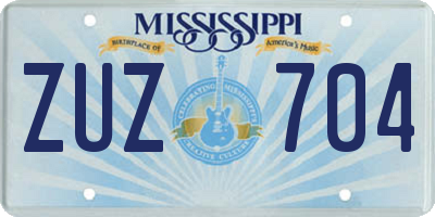 MS license plate ZUZ704