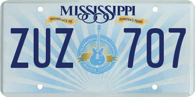 MS license plate ZUZ707