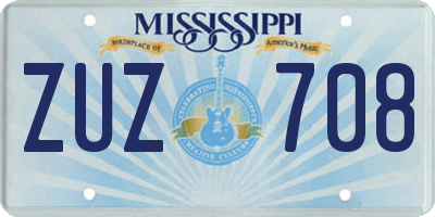 MS license plate ZUZ708