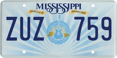 MS license plate ZUZ759