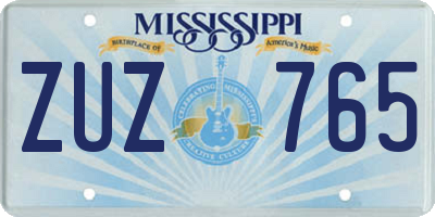 MS license plate ZUZ765