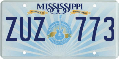 MS license plate ZUZ773