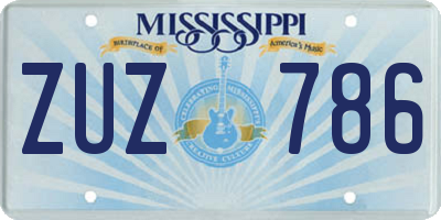 MS license plate ZUZ786