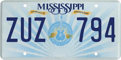 MS license plate ZUZ794