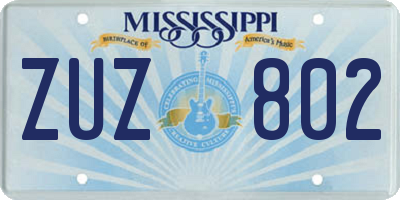MS license plate ZUZ802