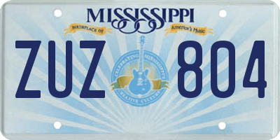 MS license plate ZUZ804