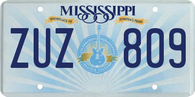MS license plate ZUZ809