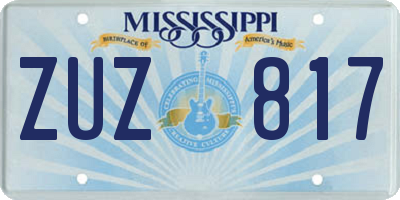 MS license plate ZUZ817