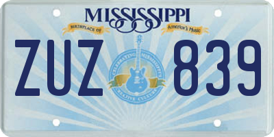 MS license plate ZUZ839