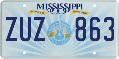 MS license plate ZUZ863