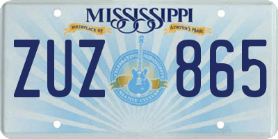 MS license plate ZUZ865