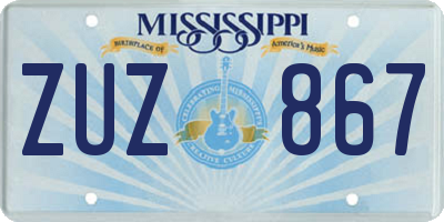 MS license plate ZUZ867