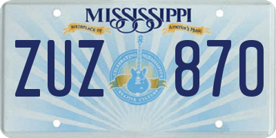 MS license plate ZUZ870