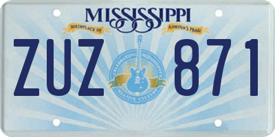 MS license plate ZUZ871