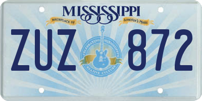 MS license plate ZUZ872