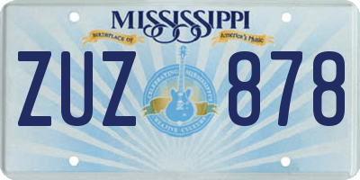 MS license plate ZUZ878