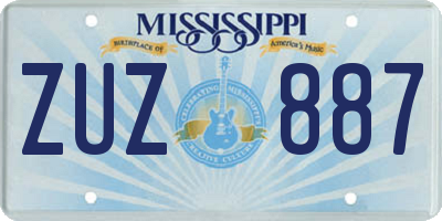 MS license plate ZUZ887