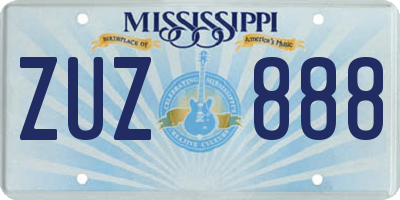MS license plate ZUZ888