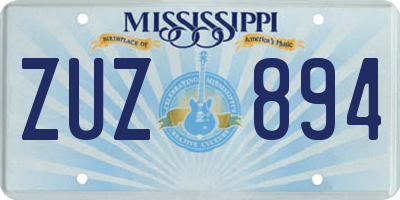 MS license plate ZUZ894