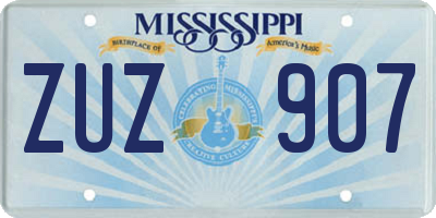 MS license plate ZUZ907