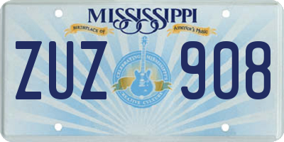 MS license plate ZUZ908